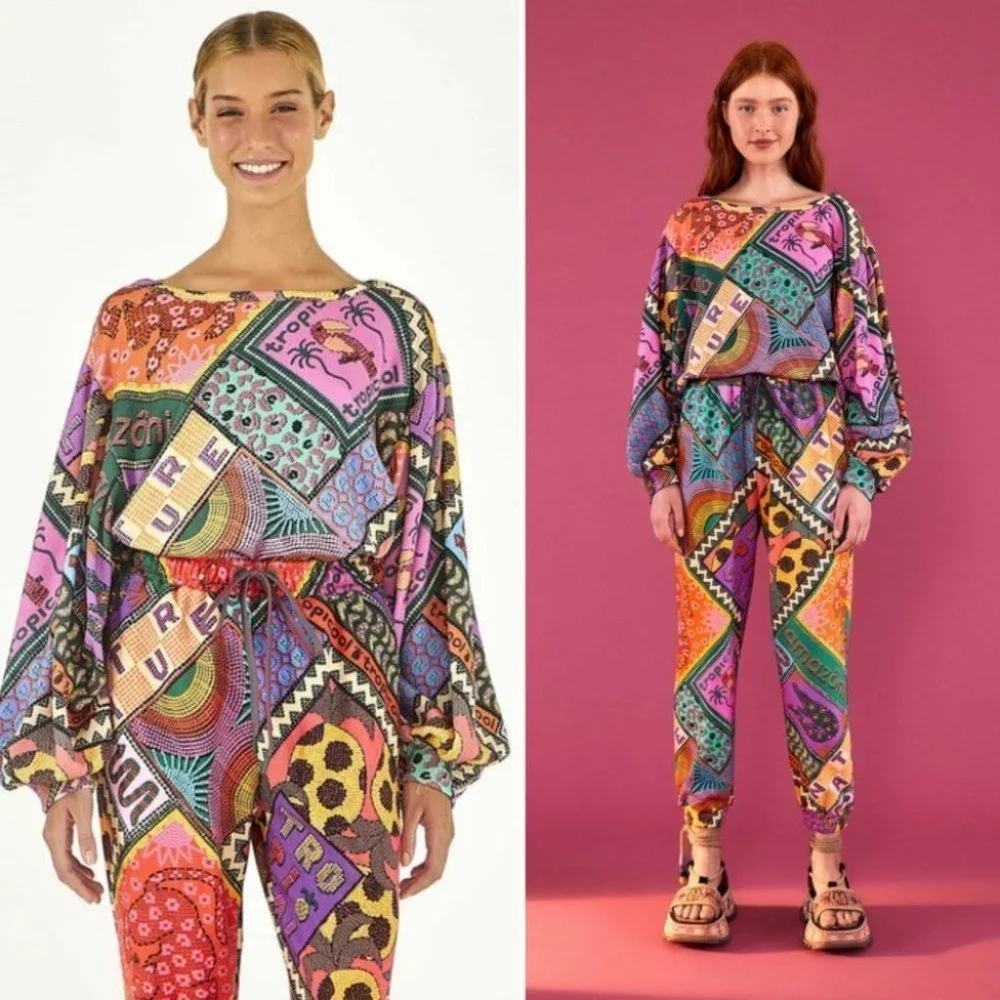 NWT! FARM RIO Dotted Patch Scarf Sweatshirt Size Small - Picture 11 of 12